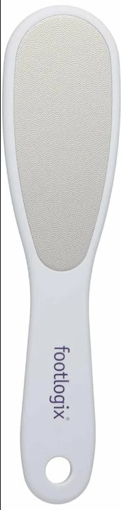 Footlogix腳挫的粗面和細面不鏽鋼設計，用於去腳皮和老繭