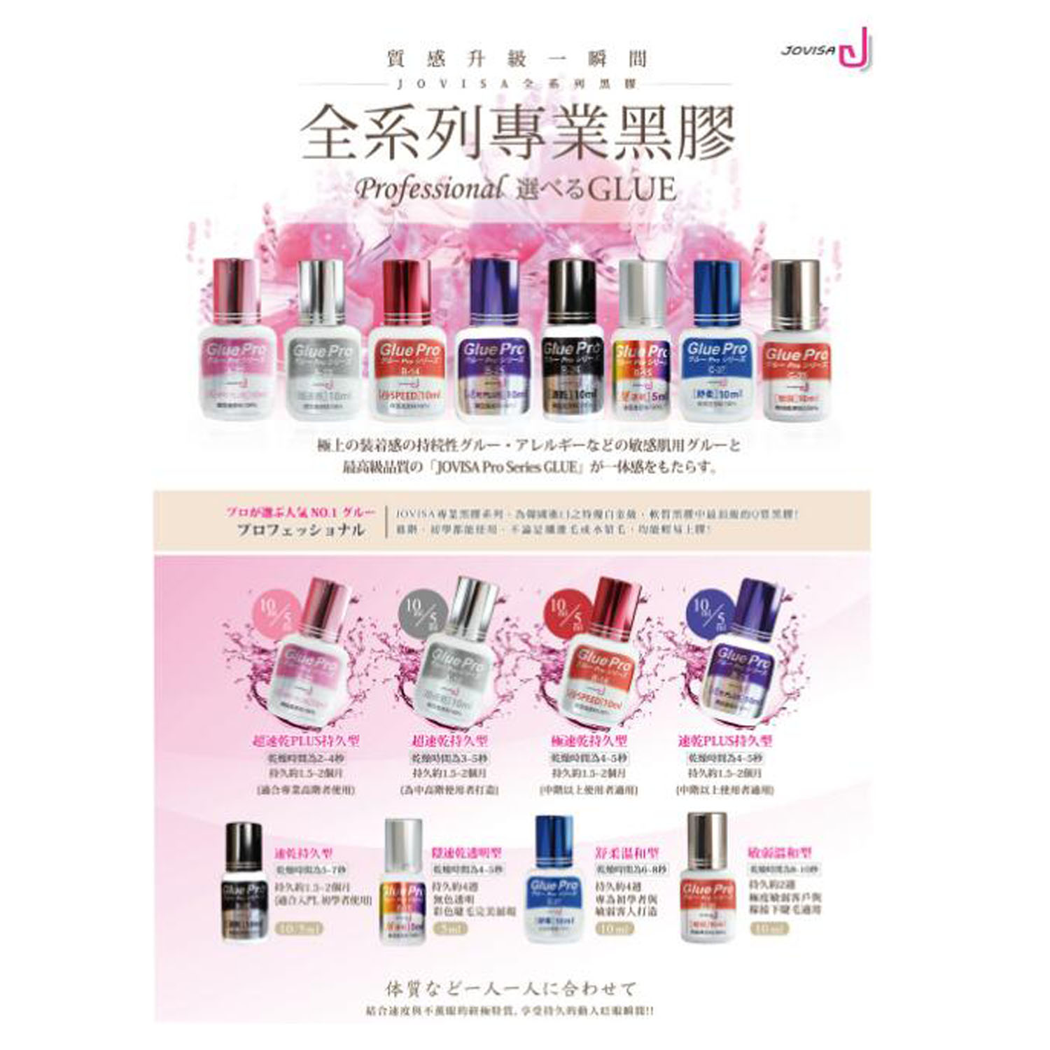 Taiwan JOVISA A22 professional eyelash extensions GluePRO 5ml For Japanese Korean Taiwanese Eyelash Extension 2-4sec