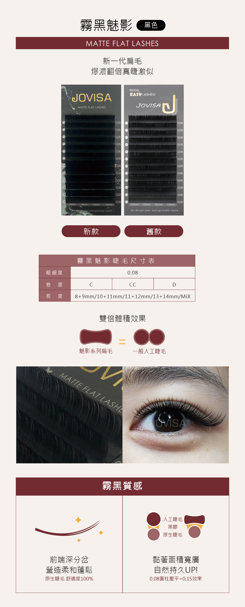 台灣 JOVISA【霧黑魅影】睫毛- 0.08粗度 CC捲度 11+12MM長度