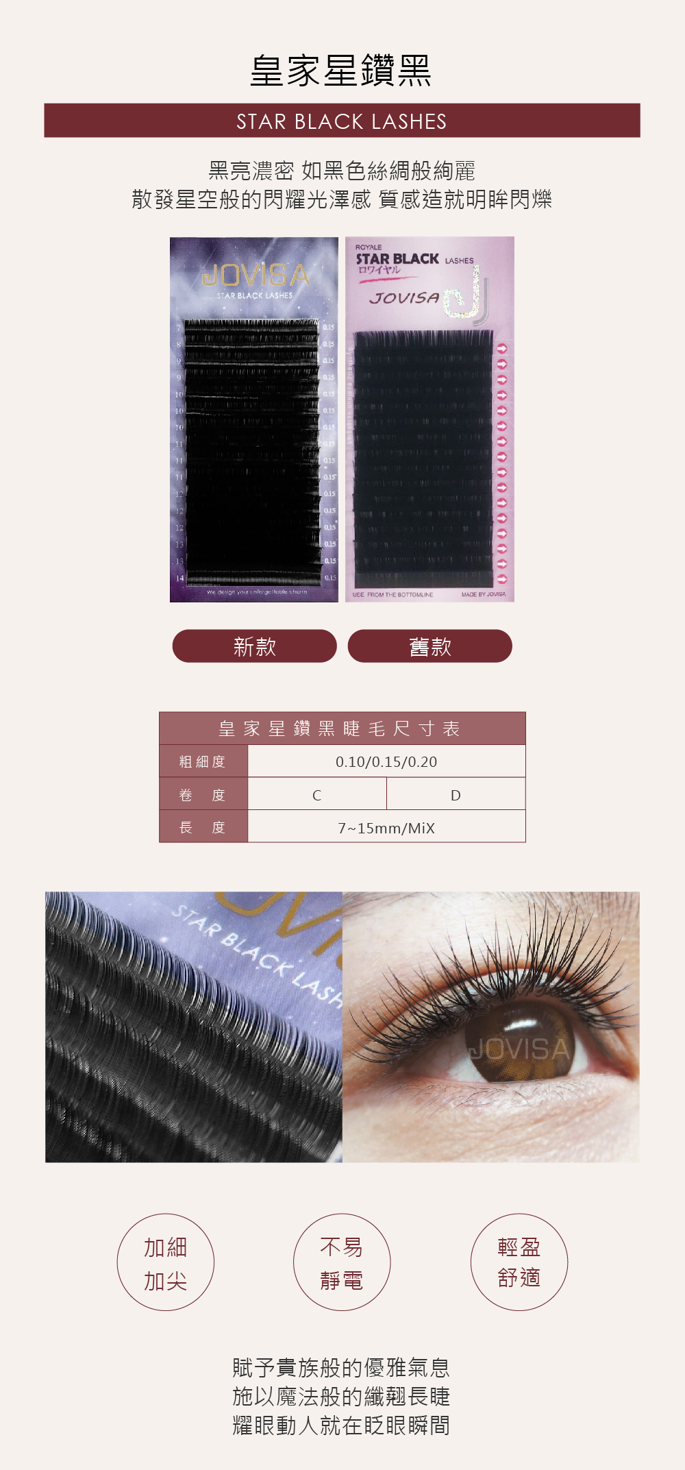 JOVISA 皇家星鑽黑睫毛 D 捲度0.15 寬度 7-15mm MIX長度 日韓式單根 台式山茶花 潘朵拉 美睫 眼睫毛 嫁接