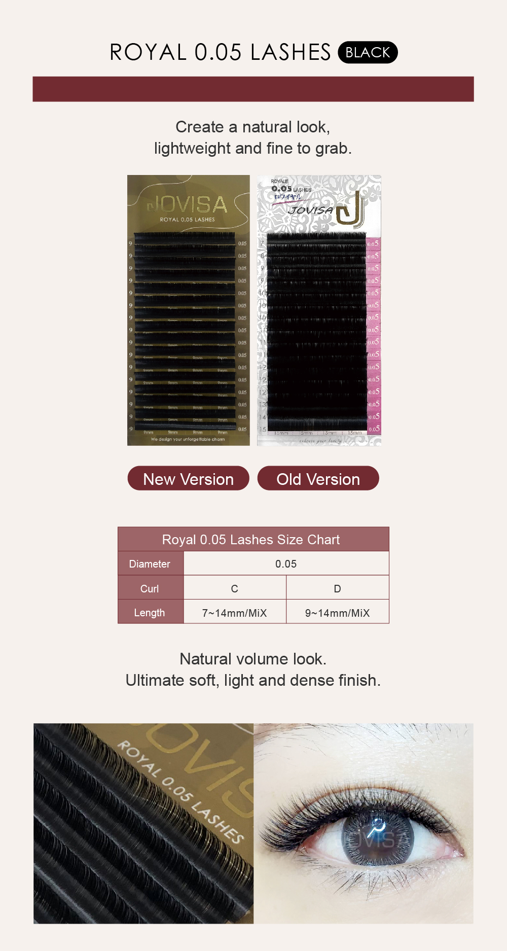 Taiwan JOVISA Yates Royal 0.05 Series Eyelashes D 0.05 Volume 9M length