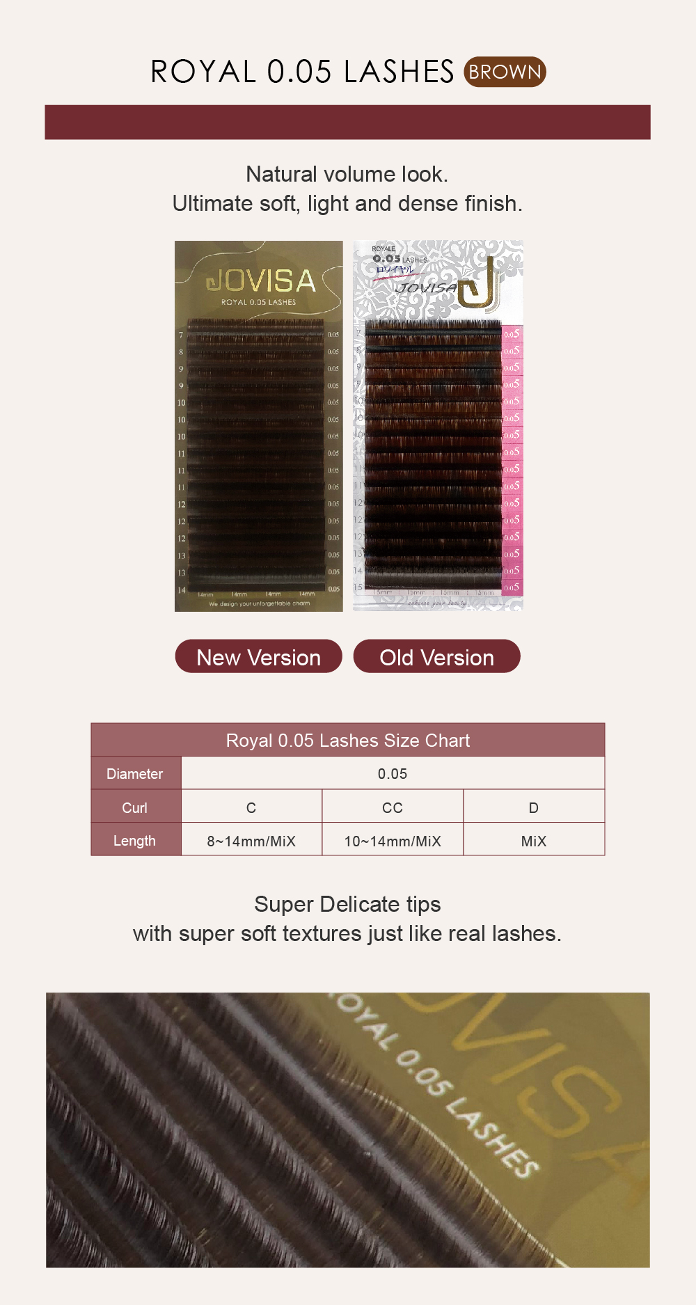 台灣 JOVISA 邑軒 皇家【0.05】-【焦糖咖啡睫毛】 C 0.05 捲度 14MM 長度