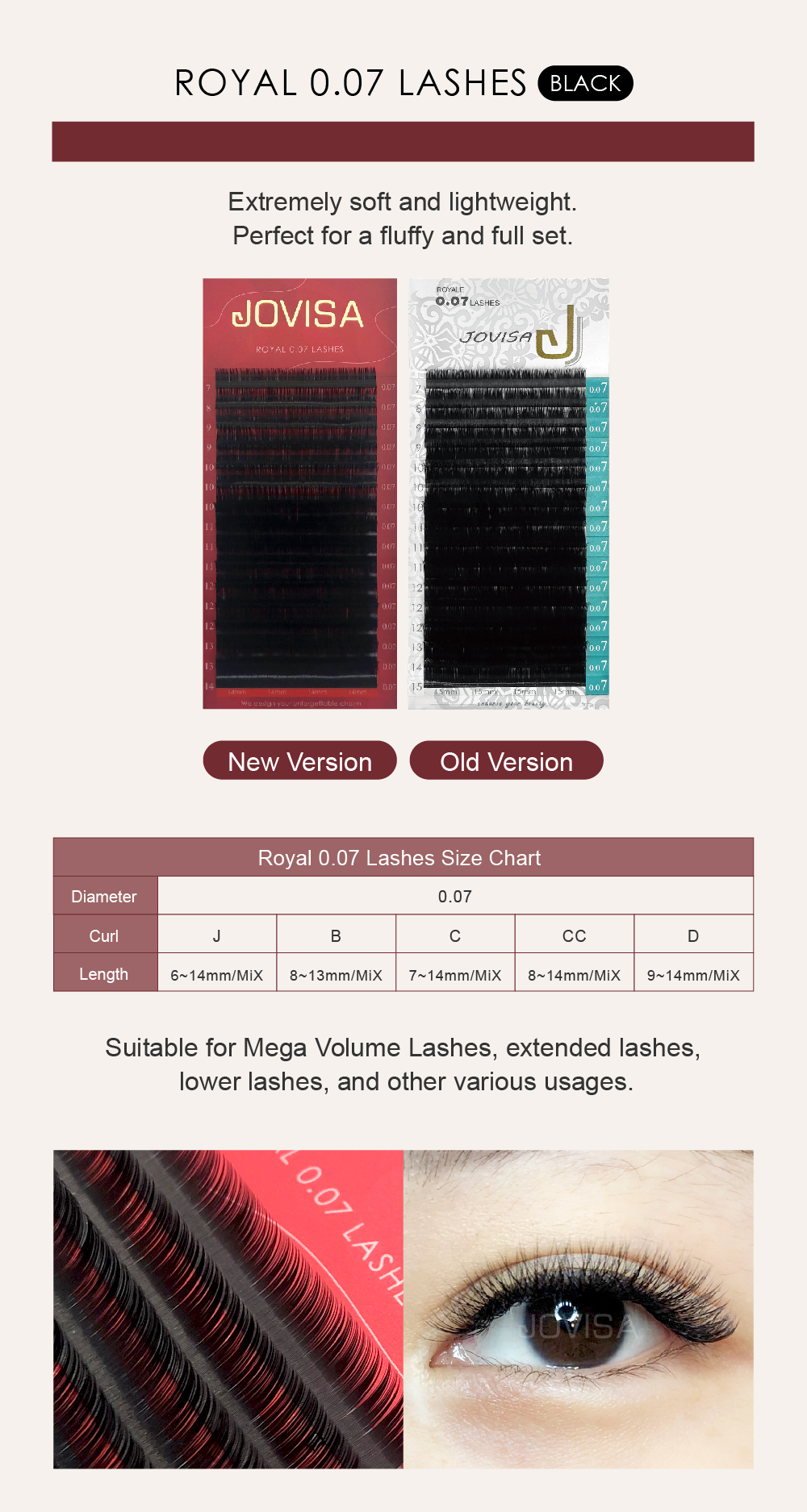 台灣 JOVISA 邑軒 皇家0.07系列睫毛 J 捲度 12MM 長度