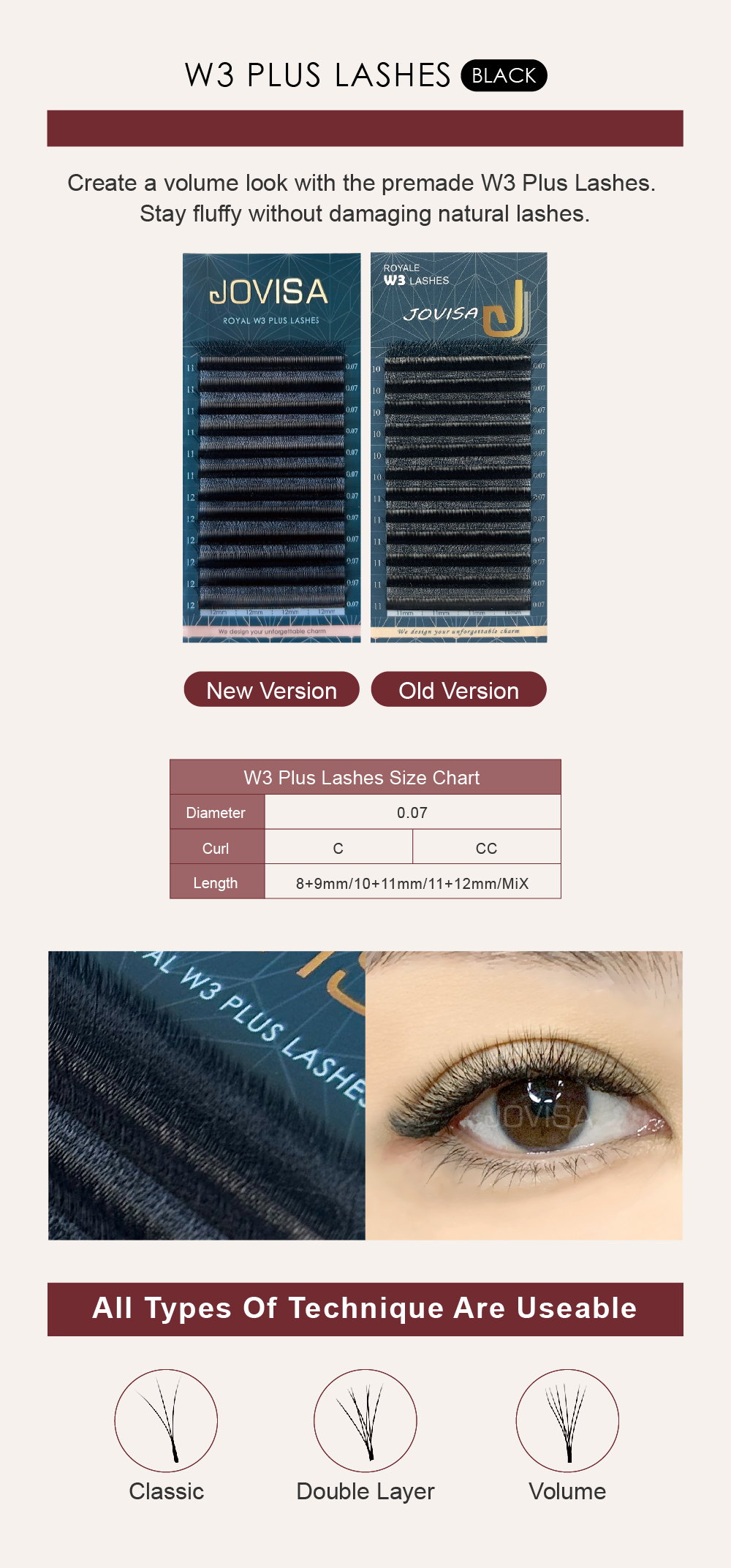 Jovisa Royale W3 Lashes 0.07 CC Curl 11MM+12MM Length