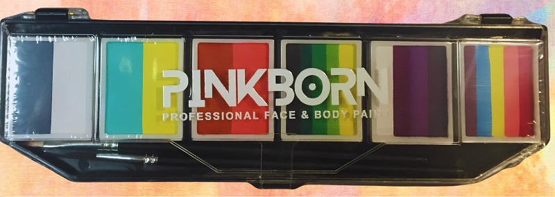 美國PINKBORN專業面部與身體彩繪盤-多個分色顏料磚/2支畫筆